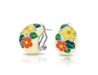 Belle Etoile Round Cubic Zirconia studded Beige Background Melia Earrings - 925 Sterling Silver.