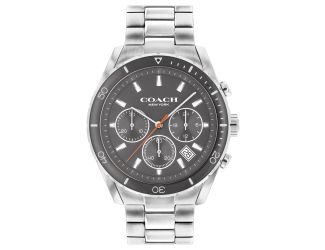 Mens Preston Silver-Tone Chronograph Watch Black Dial