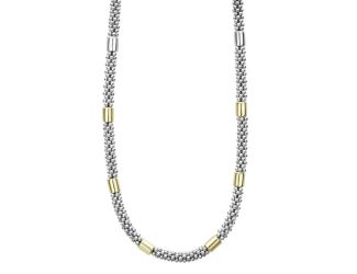 Two-Tone Station Caviar Necklace Size 16"