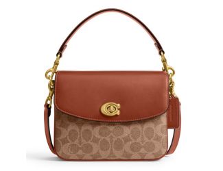 Coated Canvas Signature Cassie Crossbody 19 - Tan Caramel/Brass