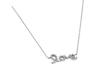 PARIKHS Rhodium Plated Clear CZ Love Pendant Necklace in 925 Sterling Silver