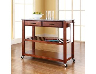 Granite Top Kitchen Cart/Island w/Optional Stool Storage