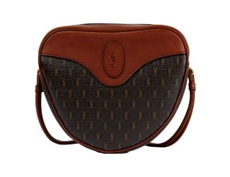 Saint Laurent Coeur Monogram Brown Canvas Leather Small Crossbody Bag
