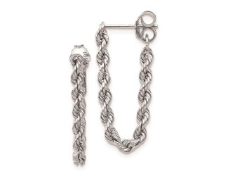 14K White Gold Rope Chain Dangle Post Earring