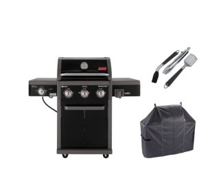 Revolution Grilling Kit with 3-Burner Propane Gas BBQ Grill, Heavy-Duty Cover, and 3-Piece Tool Set