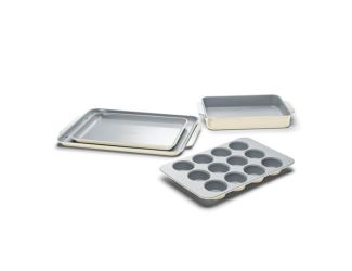 Non-Toxic Nonstick Ceramic Half Bakeware Set Cream