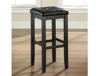 29" Square Upholstered Seat Black Bar Stool (Pairs)
