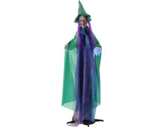 Animatronic Talking Fortune Teller Witch with Movement and Light-Up Crystal Ball for Scary Halloween