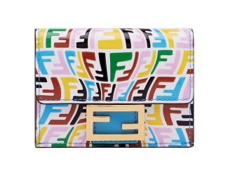 Fendi Vertigo Baguette Multicolor Leather Small Trifold Wallet