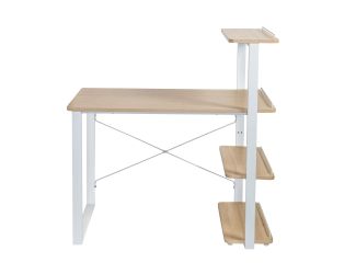 Home Office Computer Desk w/ Shelves White/Natural