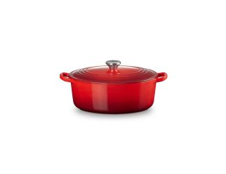 4.5qt Traditional Cast Iron Oval Dutch Oven Cerise