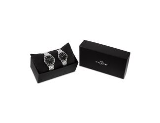 Elliot Silver-Tone Stainless Steel Watch Set Black Dial