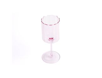 Jeanne Fitz Scalloped Rim Fluted Wine Glass, Set of 4, 12oz, Blush