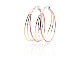 PARIKHS Gold, Rose Gold and Rhodium Plated Hoop Earring in 925 Sterling Silver