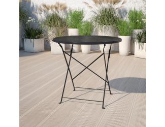 30" Round Black Indoor-Outdoor Steel Folding Patio Table - Restaurant Table