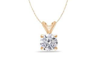 Bright White Round Lab Grown Diamond Pendant in 14K Yellow Gold 0.05ct, Color-FG, Clarity-VS