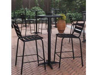 Indoor/Outdoor 23.5" Round Aluminum Bar Height Table with Cross Base - Black