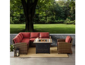 Bradenton 5-Piece Outdoor Wicker Seating Set With Sangria Cushions