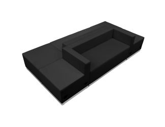 6 PC Black LeatherSoft Modular Reception Configuration w/Taut Back &Seat