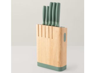 Leo Forest 6pc Knife Block Set, Sage