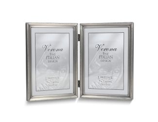Pewter Brushed & Beaded 5x7 Double Photo Frame