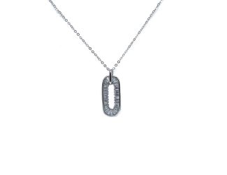 Emerald Cut Disc Pendant in Silver