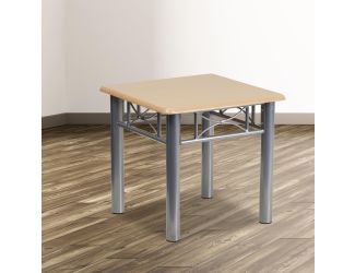 Natural Laminate End Table with Silver Steel Frame - Occasional Table