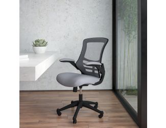 Mid-Back Dark Gray Mesh Swivel Ergonomic Task Office Desk Chair - Flip-Up Arms