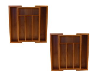 CookNCo Bamboo 6-Slot Expanding Flatware Organizer, Set of 2