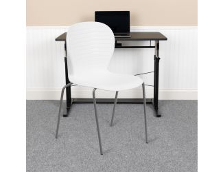 551 lb. Capacity Contemporary White Ribbed Back Design Stack Chair