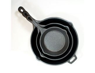 3pc Pre-Seasoned Cast Iron Skillet Set
