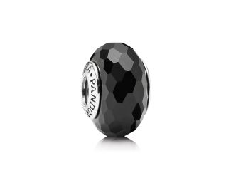 Black Faceted Murano Glass Charm