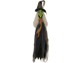 2.5-ft. Staked Witch, Indoor/Covered Outdoor Halloween Decoration, LED Red Eyes, Battery-Operated
