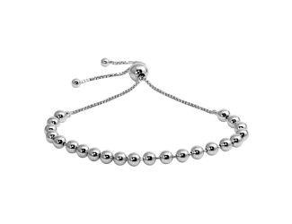 PARIKHS Rhodium Plated Beaded Lariat Bracelet in 925 Sterling Silver