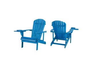 Earth Collection Adirondack Chair w/Phone & Cup Holder, Set of 2 - Sky Blue