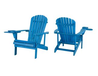 Earth Collection Adirondack Chair w/Phone & Cup Holder, Set of 2 - Sky Blue