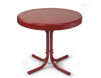 Retro Metal Side Table in Coral Red