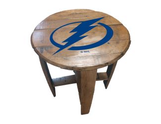 Tampa Bay Lightning Oak Barrel Table
