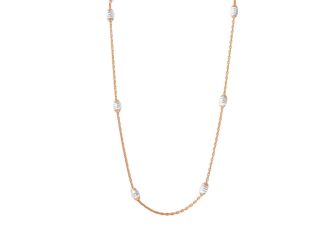PARIKHS 36" Diamond Cut Oval Rose Gold Plated Italian Necklace in 925 Sterling Silver
