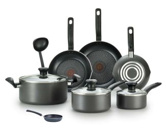 Initiatives Non-Stick 10-Piece Cookware Set plus Specialty Non-Stick One-Egg Wonder Package - Black