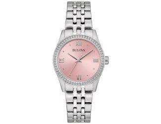 Ladies' Corporate Collection Crystal Silver-Tone Watch Pink Dial