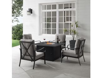 Dahlia 5Pc Outdoor Metal Conversation Set W/ Fire Table