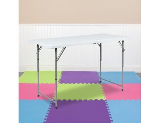 4-Foot Height Adjustable Bi-Fold Granite White Plastic Folding Tables