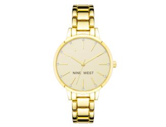 Women's Crystal Accented Gold Bracelet Watch