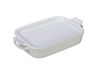 2.75qt Stoneware Rectangular Dish w/ Platter Lid White