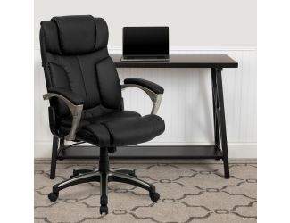 High Back Folding Black LeatherSoft Executive Swivel Office Chair with Arms