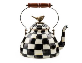 White Flower Market 3 Quart Tea Kettle with Bird