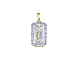 PARIKHS Men's Rhodium Plated CZ Dogtag Pendant with chain in 925 Sterling Silver