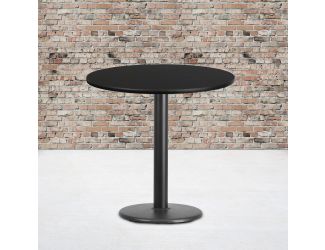 30" Round Black Laminate Table Top with 18" Round Table Height Base