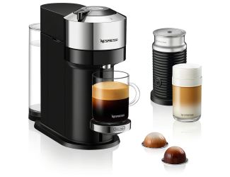 Vertuo Next Premium Coffee and Espresso Maker in Chrome plus Aeroccino3 Milk Frother in Black